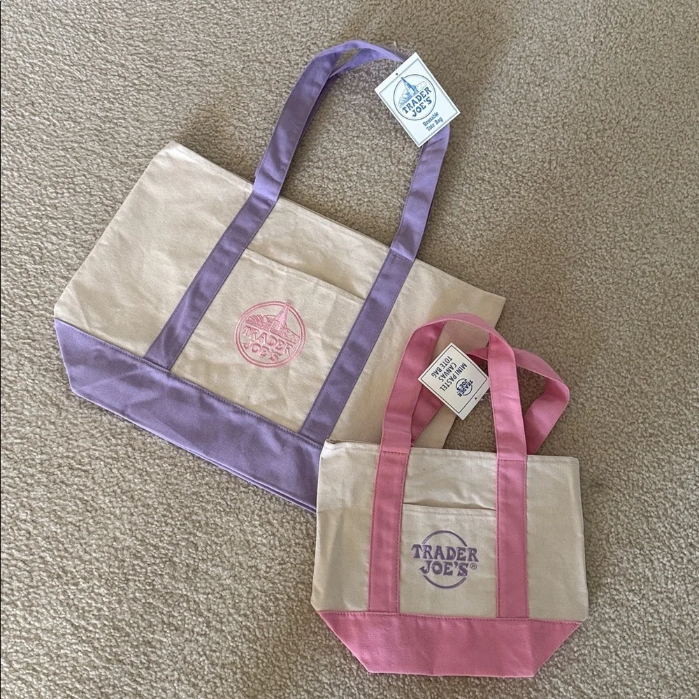 Trader Joe's Lavender-Trim Canvas Tote Bag